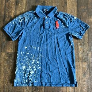 Polo Ralph Lauren Big Pony Polo Shirt Splatter Blue | Youth Size XL (18-20)